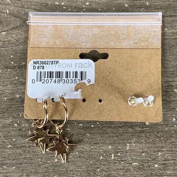 Stephan & CO Earrings 2 Pairs Stud and Dangle Star Rhinestone Gold - Picture 2 of 9